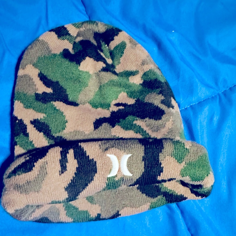 Hurley Green and Brown Camo Kids Beanie